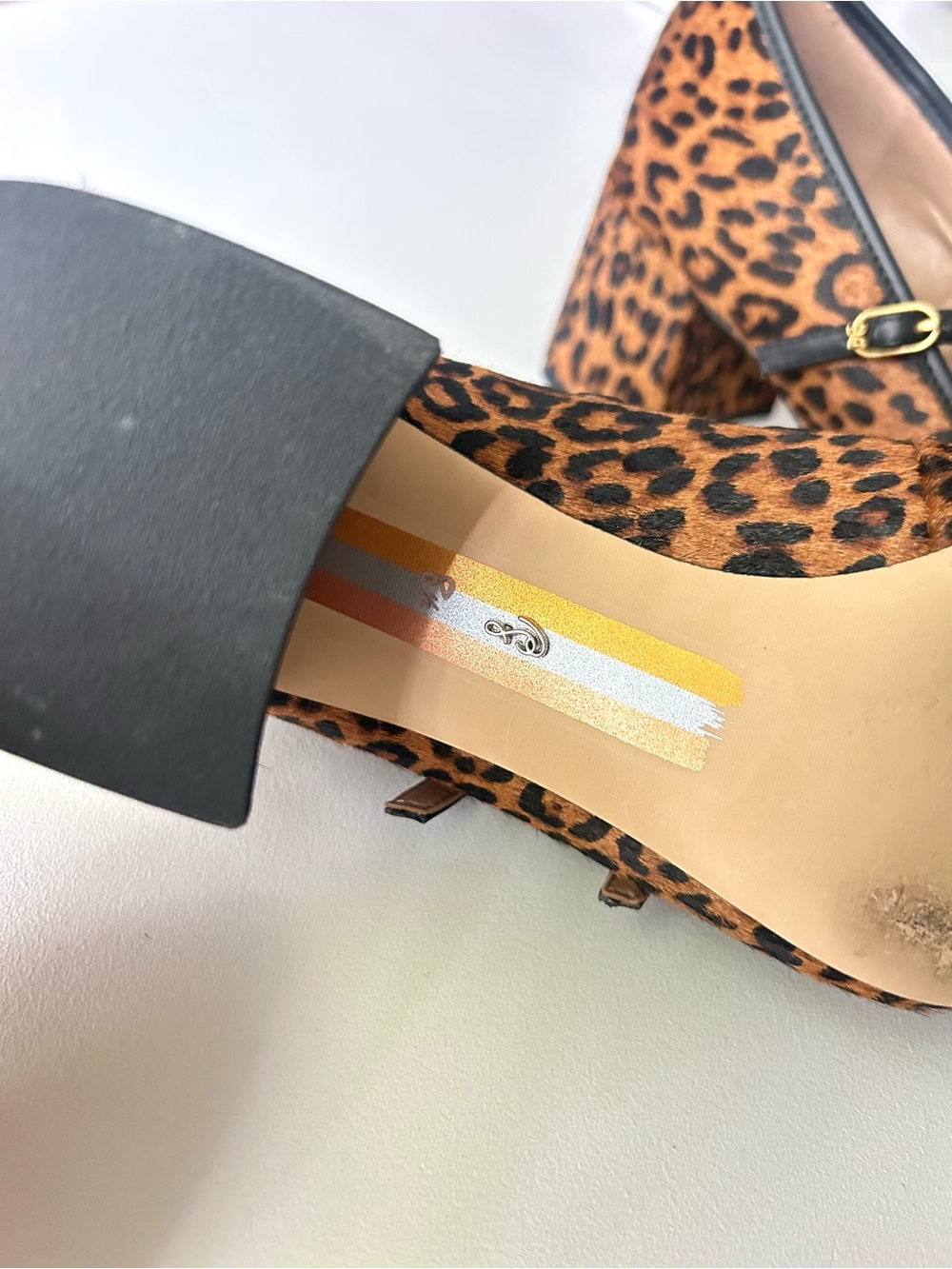Sam Edelman Sarah Leopard Print Calf Hair Mary Jane Block Heels Size 8.5 - Picture 7 of 11